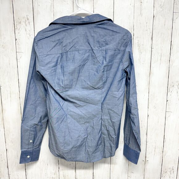 VAN HEUSEN Button Up Women Size S 4-6 Blue Long Sleeve Cotton Spread Collar - Picture 5 of 5